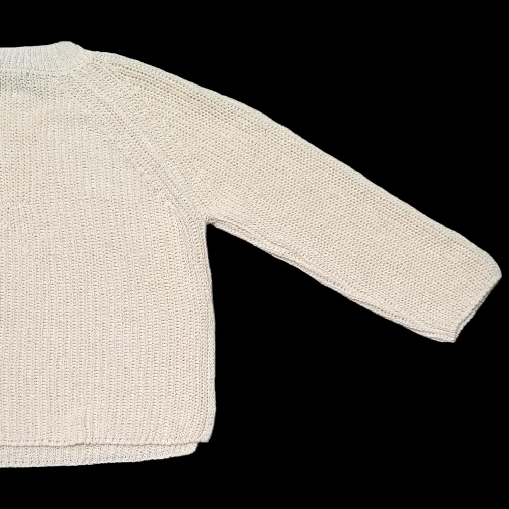 Women's Sweater MASSIMO DUTTI Purl Knit Linen & Cotton, Color Ivory, Size XS - Picture 12 of 15